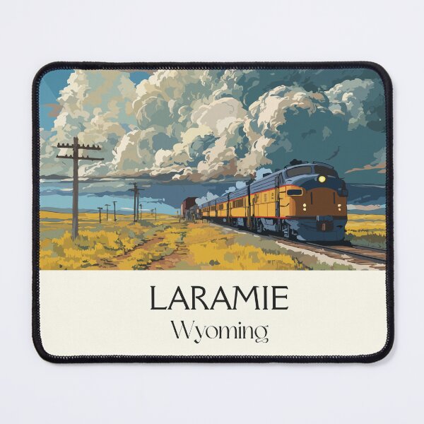 Item preview, Laramie Wyoming Travel Poster | Vintage University of Wyoming & Railroad Art designed and sold by TuncGK.