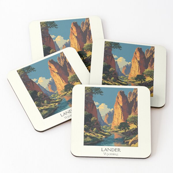 Item preview, Lander Wyoming Travel Poster | Vintage Sinks Canyon & Wind River Range Art designed and sold by TuncGK.