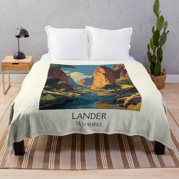 Item preview, Lander Wyoming Travel Poster | Vintage Sinks Canyon & Wind River Range Art designed and sold by TuncGK.