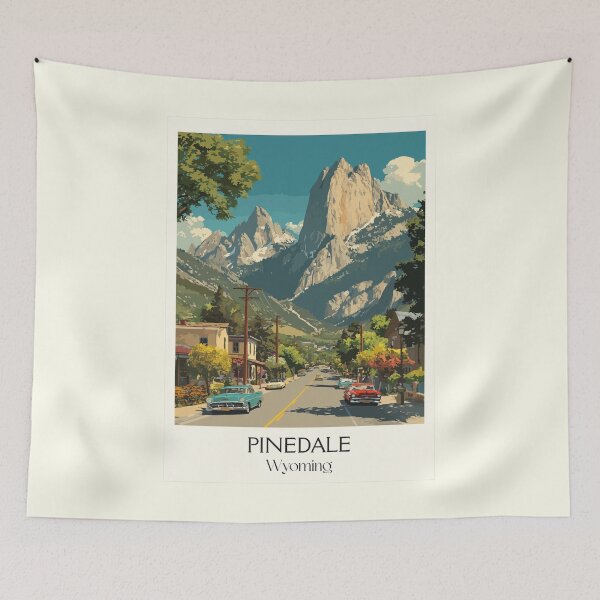 Item preview, Pinedale Wyoming Travel Poster | Vintage Wind River Range & Mountain Town Art designed and sold by TuncGK.
