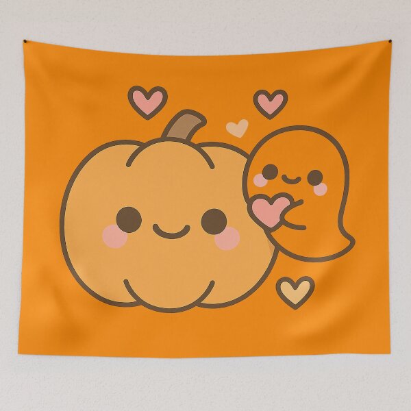 Item preview, Kawaii Halloween Couple Shirt – Cute Pumpkin Ghost Cartoon Tee designed and sold by InkognitoPrints.