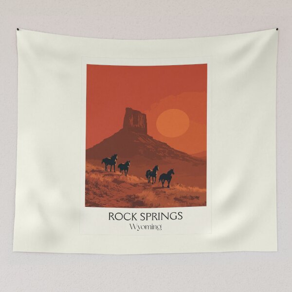 Item preview, Rock Springs Wyoming Poster | Vintage Wild Horses & Red Desert Wall Art designed and sold by TuncGK.