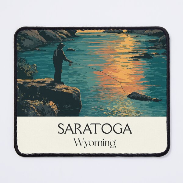 Artikelvorschau, Saratoga Wyoming Reiseposter | Vintage North Platte River & Fliegenfischen Kunst entworfen und verkauft von TuncGK.