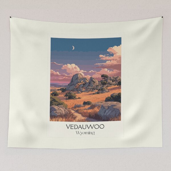 Item preview, Vedauwoo Wyoming Travel Poster | Vintage Medicine Bow & Sherman Granite Art designed and sold by TuncGK.