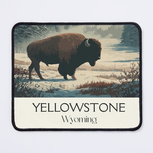 Item preview, Yellowstone National Park Poster | Vintage Bison in Winter & Geyser Basin Art designed and sold by TuncGK.