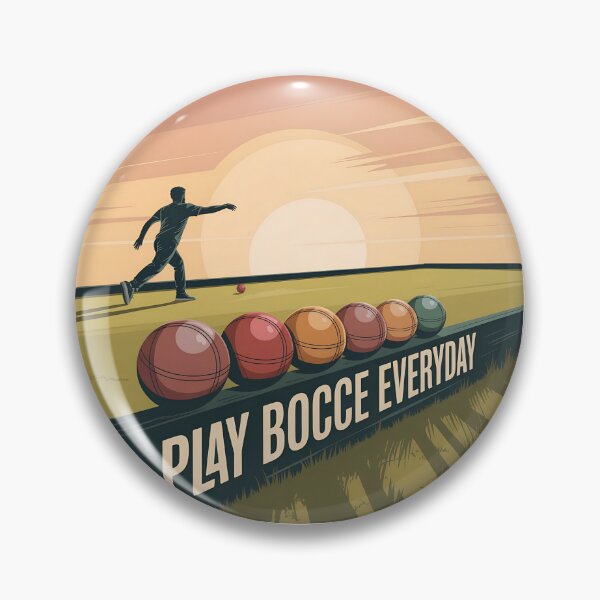 Item preview, Play Bocce Everyday – Minimalist Sunset Bocce Vector Scene designed and sold by VividOrganica.
