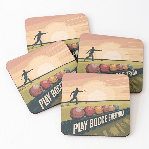 Item preview, Play Bocce Everyday – Minimalist Sunset Bocce Vector Scene designed and sold by VividOrganica.