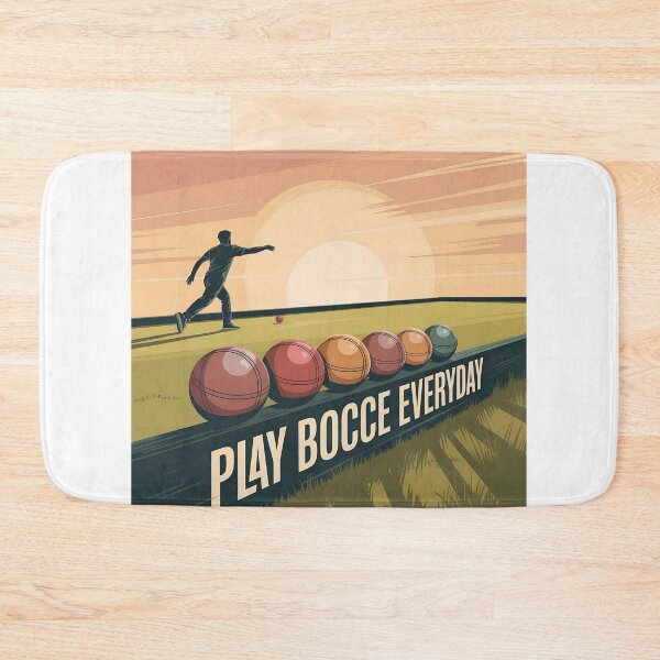 Item preview, Play Bocce Everyday – Minimalist Sunset Bocce Vector Scene designed and sold by VividOrganica.