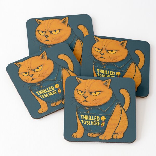 Item preview, Grumpy Orange Tabby Cat in Denim Vest – Funny Angry Cat Sticker designed and sold by catastrocat.