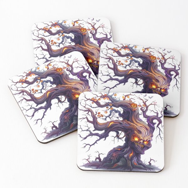 Item preview, Evil Haunted Halloween Tree with Glowing Face designed and sold by AlexLineArt.