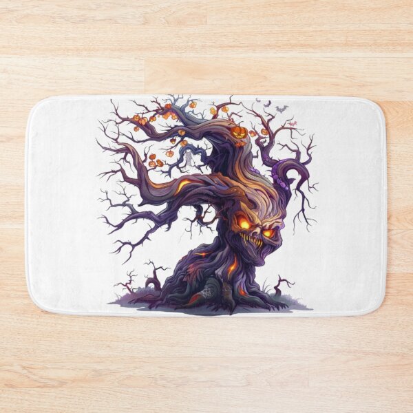 Item preview, Evil Haunted Halloween Tree with Glowing Face designed and sold by AlexLineArt.