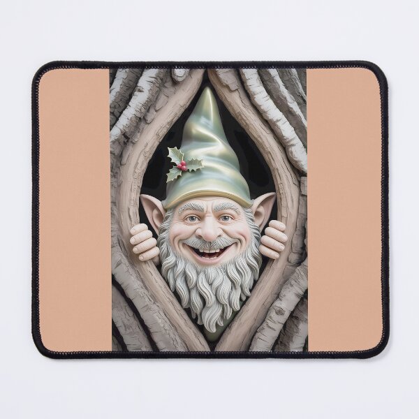 Item preview, Cheerful Gnome Peeking Through Tree Bark designed and sold by Wesley Brown.