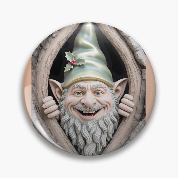 Item preview, Cheerful Gnome Peeking Through Tree Bark designed and sold by Wesley Brown.