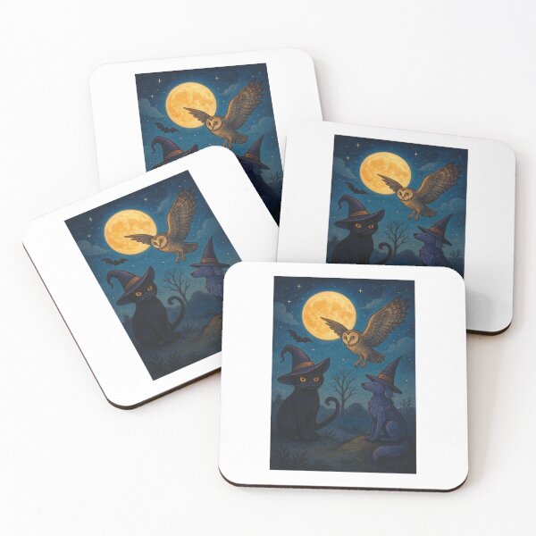 Item preview, Mystical Halloween Fantasy Art Print – Enchanted Night Creatures designed and sold by shinehag.