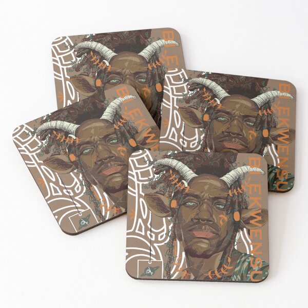 Item preview, Capricorn Mythology Portrait- Afro-Futuristic Obi-EKWENSU Goat Horn Zodiac Art designed and sold by Chidera’s Studio Art.