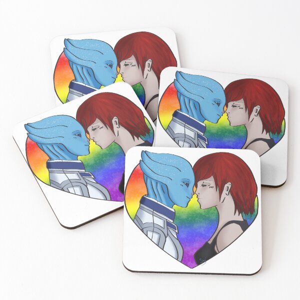 Item preview, Copie de Pride Hearts : Fem!Shep & Liara (Mass Effect) Flag version designed and sold by Nebulareon.