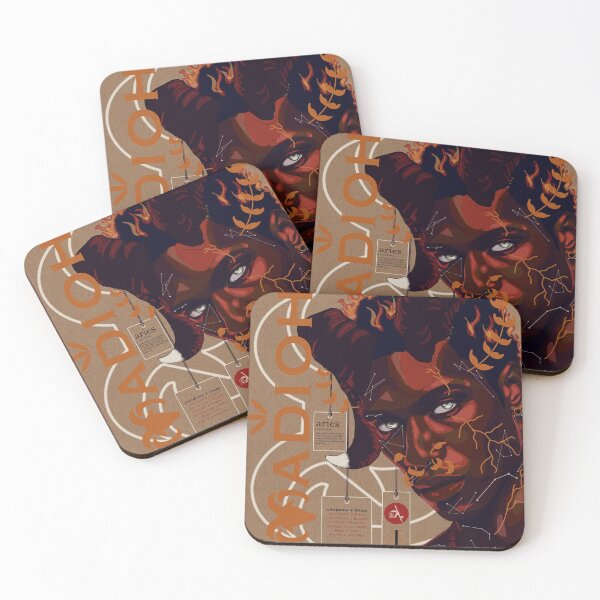 Item preview, Aries Mythology Portrait - Afro-Futurist Amadioha Ram Horn Zodiac Art designed and sold by Chidera’s Studio Art.