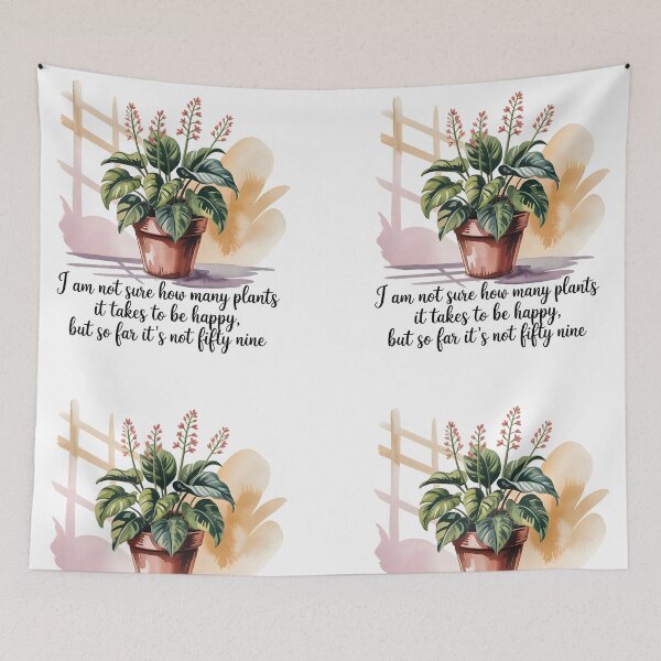 Item preview, I Am Not Sure How Many Plants It Takes to Be Happy, But So Far It’s Not Fifty-Nine – Watercolor Plant Design designed and sold by EmeraldeaArt.