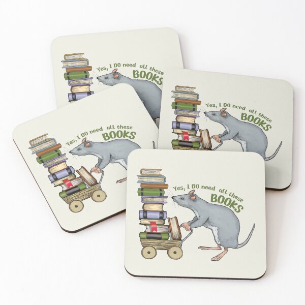 Item preview, Mouse Toting BOOKS in Cart, Book Lover, Bibliophile, DO Need All These Books designed and sold by JoyfulWhimsy.