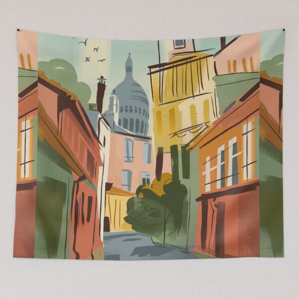 Item preview, Montmartre Paris Streetscape |  Vibrant Travel Art Poster. By Carraann designed and sold by CARRAANN.