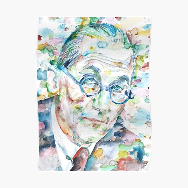 LE CORBUSIER - retrato de acuarela Póster