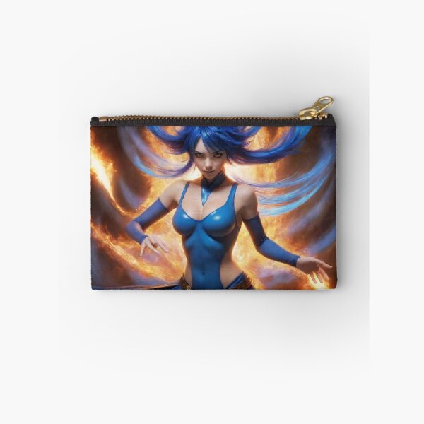 Artikelvorschau, Fantasy-Zauberin mit blauen Haaren und Feuer entworfen und verkauft von Apex Designs.