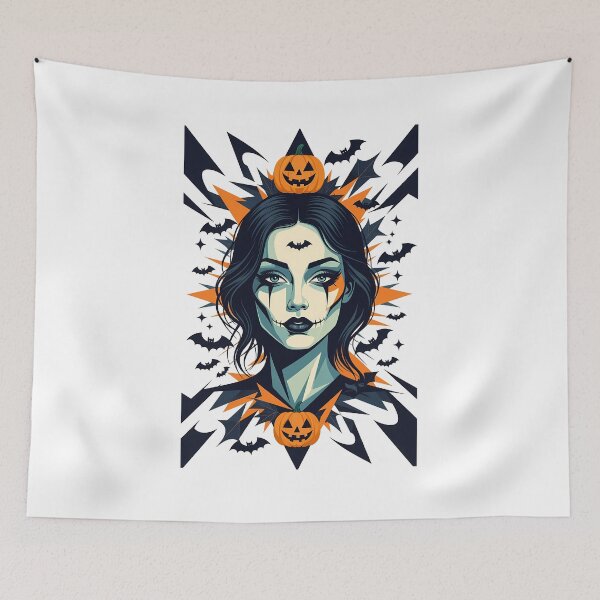 Item preview, Dark Woman Halloween with Pumpkins designed and sold by victorstudioart.