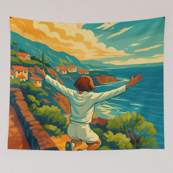 Item preview, Tenerife Coastal Freedom – Cliffside Adventure Wall Poster designed and sold by LalaMyArt.