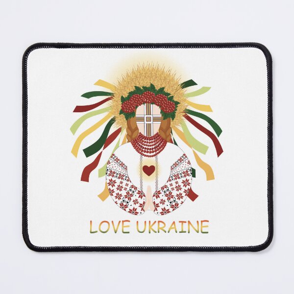 Item preview, I love Ukraine, Motanka Doll prays for Ukraine wearing an embroidered dress and a wreath of viburnum and wheat ears. Traditional Ukrainian amulet	 designed and sold by KosaUA.