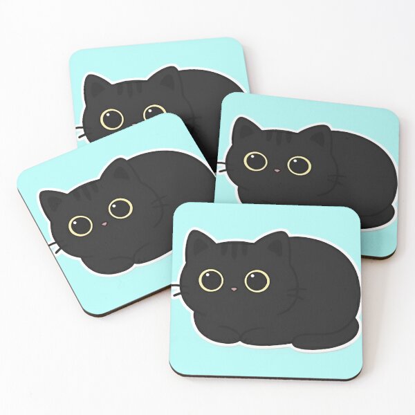 Item preview, Kawaii black cat in loaf position (void cat) — big-eyed chibi designed and sold by otacon99.