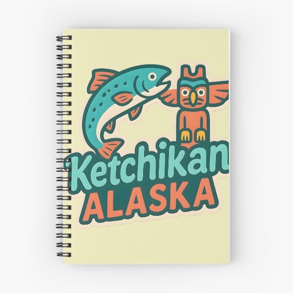 Item preview, Ketchikan Alaska Travel Design – Salmon and Totem Pole Illustration designed and sold by NeatSplash.