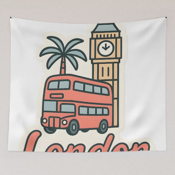 Item preview, London Travel Design – Big Ben and Double-Decker Bus Illustration designed and sold by NeatSplash.