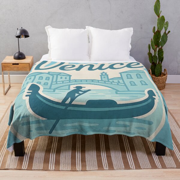 Item preview, Venice Travel Design – Gondola Ride with Canal and Bridge Illustration designed and sold by NeatSplash.