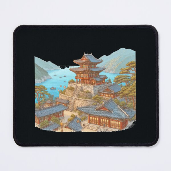 Item preview, Cute Sketch of Naksansa Temple, Sokcho Korea – Scenic Angle View, designed and sold by PaintMeWorld.