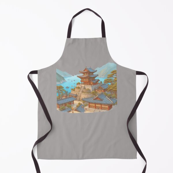 Item preview, Cute Sketch of Naksansa Temple, Sokcho Korea – Scenic Angle View,  designed and sold by PaintMeWorld.