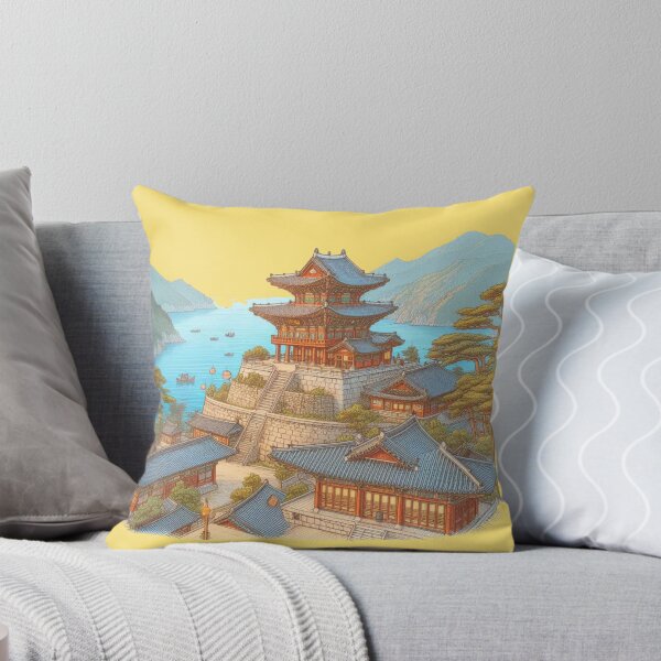 Item preview, Cute Sketch of Naksansa Temple, Sokcho Korea – Scenic Angle View,  designed and sold by PaintMeWorld.
