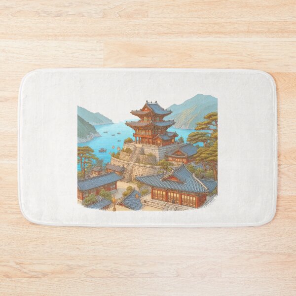 Item preview, Cute Sketch of Naksansa Temple, Sokcho Korea – Scenic Angle View,  designed and sold by PaintMeWorld.