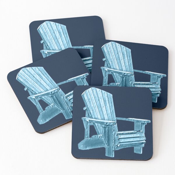 Artikelvorschau, Muskoka-Stuhl in blauem Aquarell auf Marineblau entworfen und verkauft von 3rdbrewdesign.