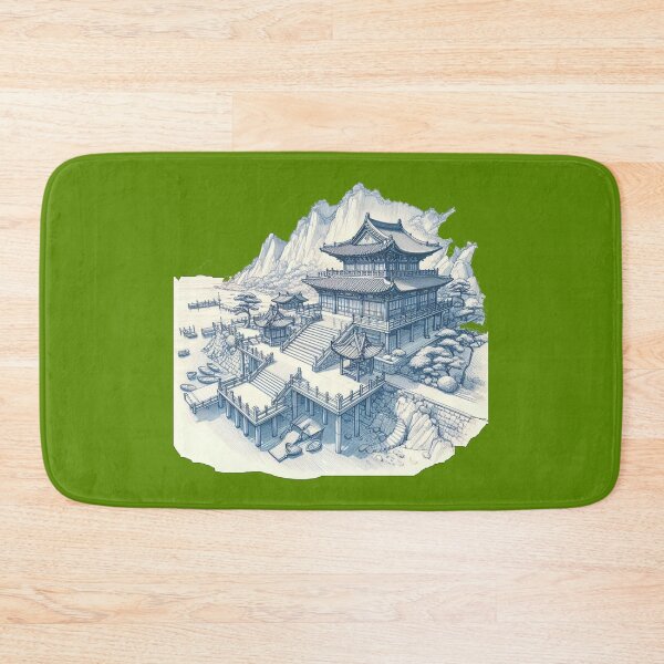 Item preview, Cute Sketch of Naksansa Temple, Sokcho Korea – Scenic Angle View,  designed and sold by PaintMeWorld.