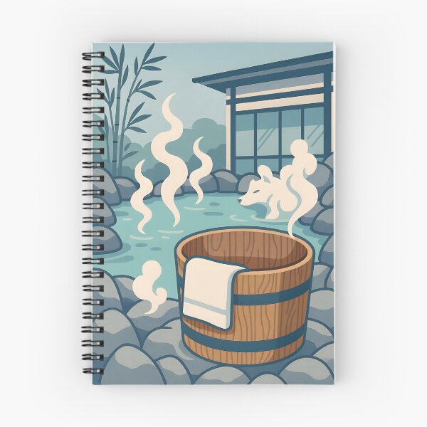 Item preview, Serene Outdoor Spa with Wooden Tub and Turquoise Pool designed and sold by PandaTShirtShop.