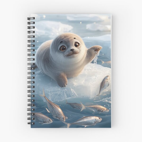 Item preview, Cute seal playing with fish on ice designed and sold by SealMart.