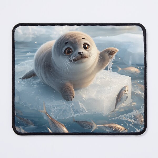 Item preview, Cute seal playing with fish on ice designed and sold by SealMart.