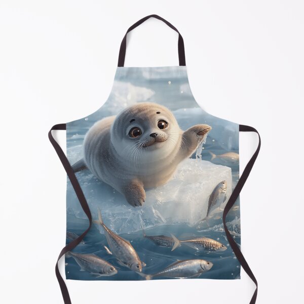 Item preview, Cute seal playing with fish on ice designed and sold by SealMart.