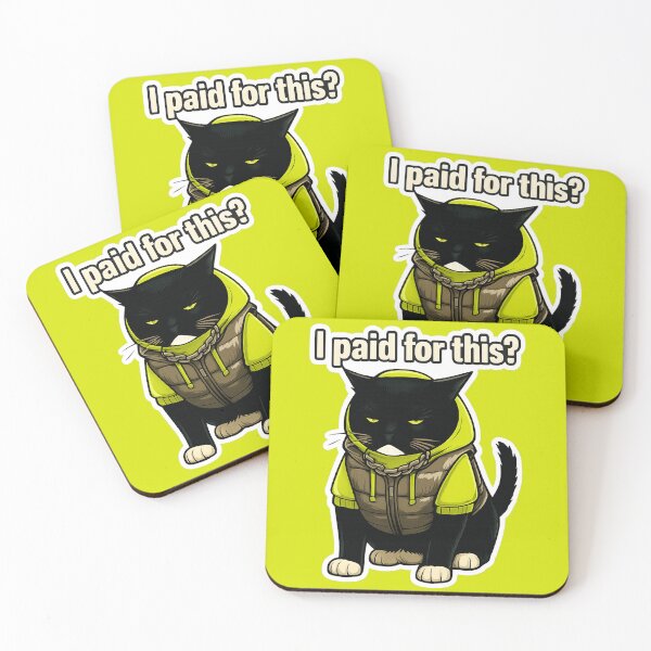 Item preview, Grumpy Tuxedo Cat in Neon Hoodie – Funny Angry Cat Sticker designed and sold by catastrocat.