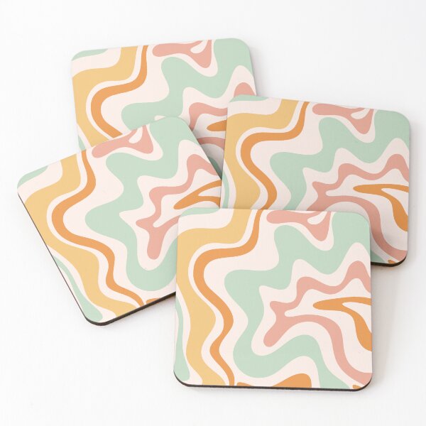 Item preview, Retro Liquid Swirl Abstract Pattern in Celadon Orange designed and sold by kierkegaard.