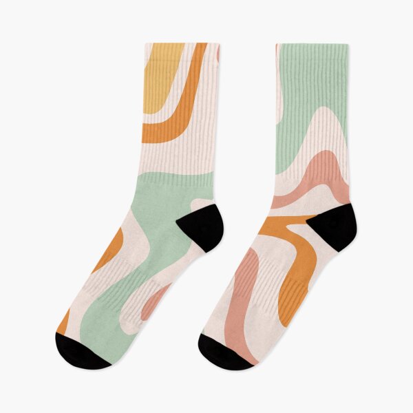 Item preview, Retro Liquid Swirl Abstract Pattern in Celadon Orange designed and sold by kierkegaard.