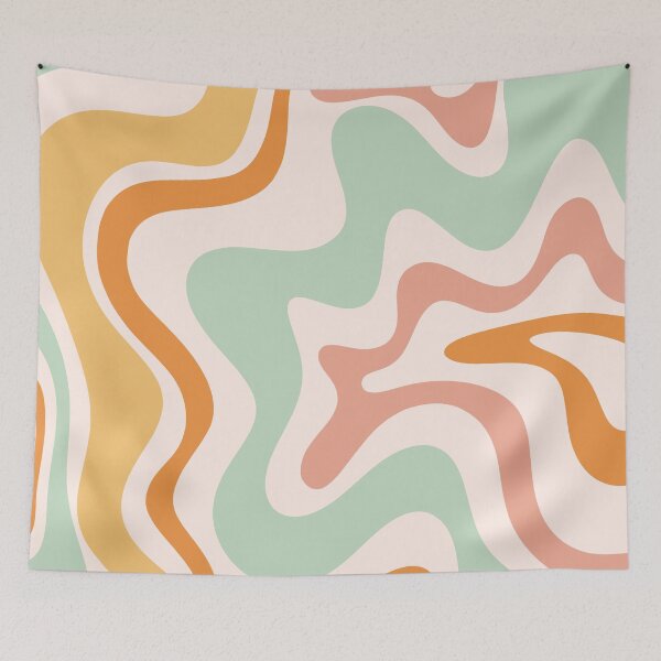 Item preview, Retro Liquid Swirl Abstract Pattern in Celadon Orange designed and sold by kierkegaard.