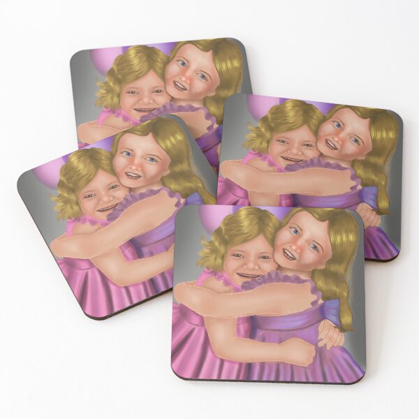 Item preview, Sisters Hugging Art – Childhood Friendship Drawing Redraw designed and sold by springtempest.