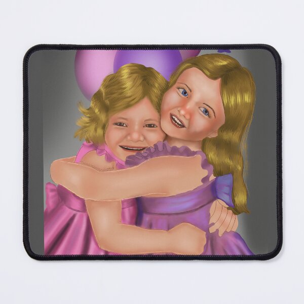 Item preview, Sisters Hugging Art – Childhood Friendship Drawing Redraw designed and sold by springtempest.