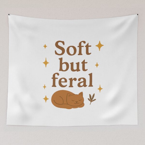 Item preview, Soft but Feral – Cozy Cat & Glitter Vibes designed and sold by Chill Doodles.